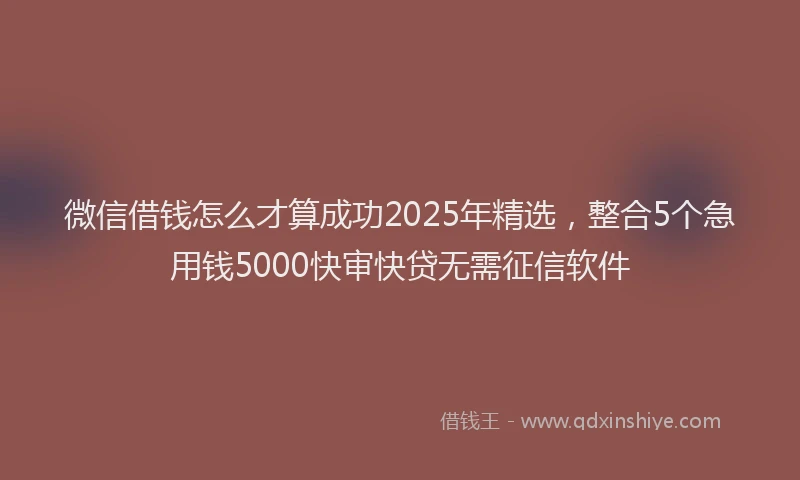 微信借钱怎么才算成功2025年精选，整合5个急用钱5000快审快贷无需征信软件