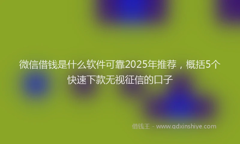 微信借钱是什么软件可靠2025年推荐，概括5个快速下款无视征信的口子