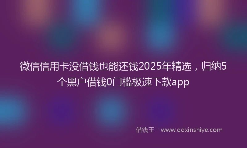微信信用卡没借钱也能还钱2025年精选，归纳5个黑户借钱0门槛极速下款app