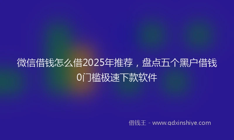 微信借钱怎么借2025年推荐，盘点五个黑户借钱0门槛极速下款软件