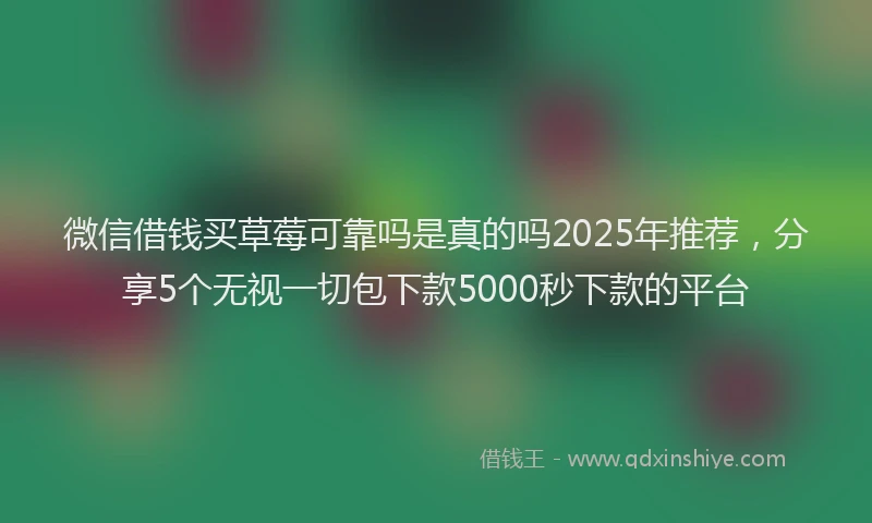 微信借钱买草莓可靠吗是真的吗2025年推荐，分享5个无视一切包下款5000秒下款的平台