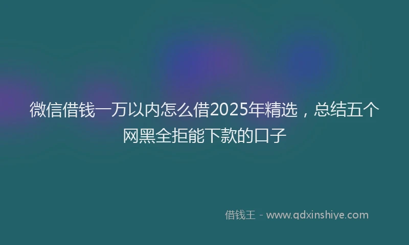 微信借钱一万以内怎么借2025年精选，总结五个网黑全拒能下款的口子