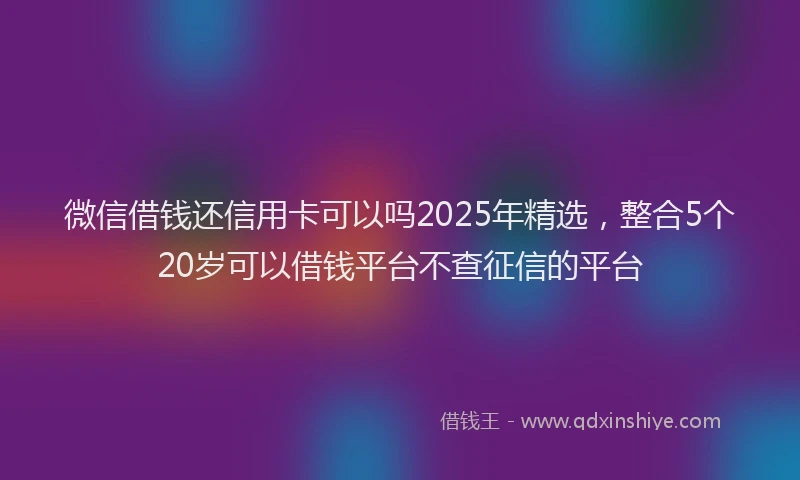微信借钱还信用卡可以吗2025年精选，整合5个20岁可以借钱平台不查征信的平台