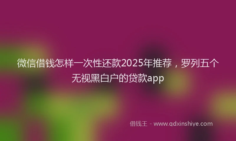微信借钱怎样一次性还款2025年推荐，罗列五个无视黑白户的贷款app