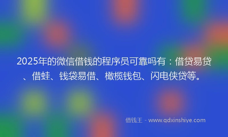 2025年的微信借钱的程序员可靠吗有：借贷易贷、借蛙、钱袋易借、橄榄钱包、闪电侠贷等。