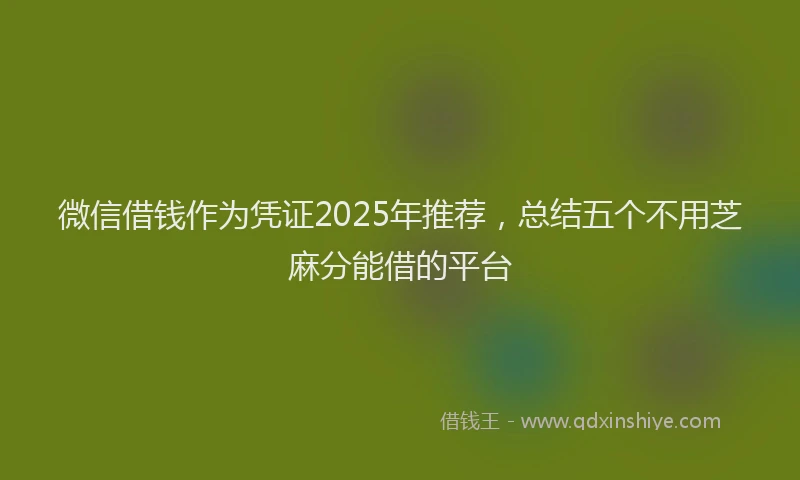 微信借钱作为凭证2025年推荐，总结五个不用芝麻分能借的平台