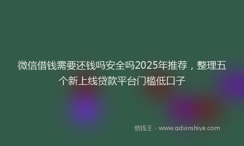 微信借钱需要还钱吗安全吗2025年推荐，整理五个新上线贷款平台门槛低口子