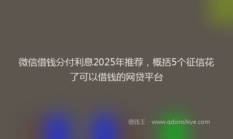 微信借钱分付利息2025年推荐，概括5个征信花了可以借钱的网贷平台