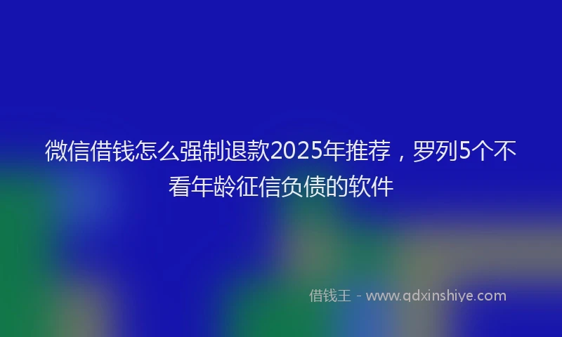 微信借钱怎么强制退款2025年推荐，罗列5个不看年龄征信负债的软件