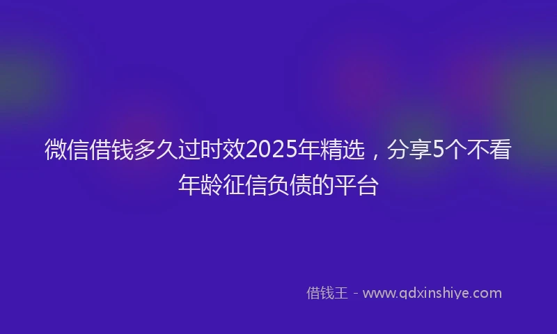 微信借钱多久过时效2025年精选，分享5个不看年龄征信负债的平台