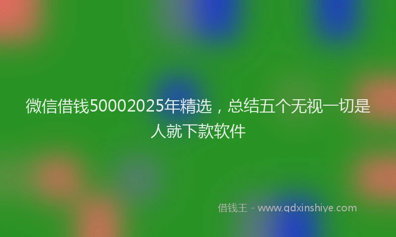 微信借钱50002025年精选，总结五个无视一切是人就下款软件