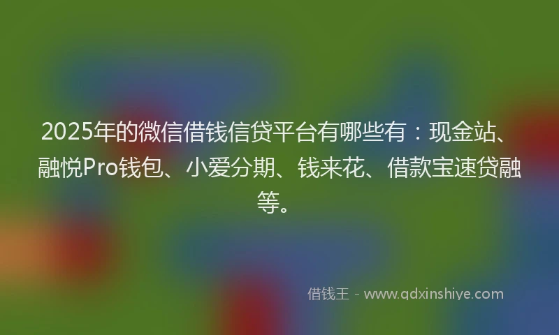 2025年的微信借钱信贷平台有哪些有：现金站、融悦Pro钱包、小爱分期、钱来花、借款宝速贷融等。