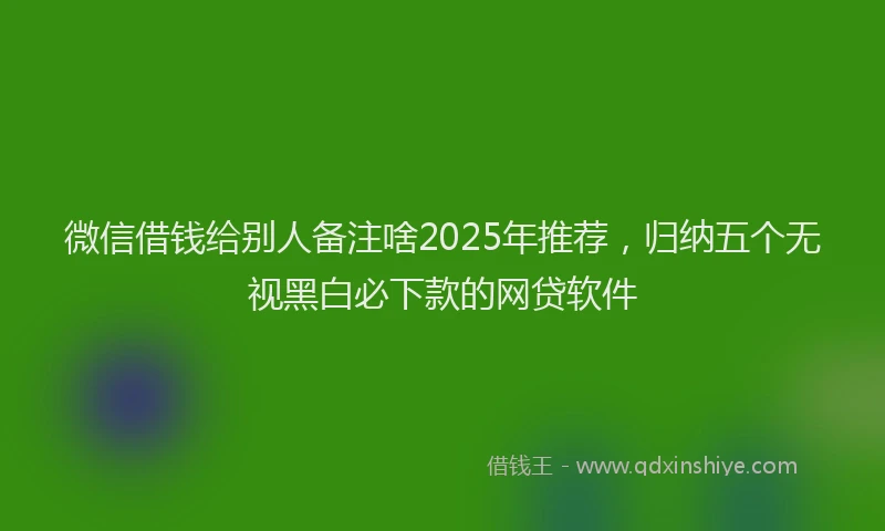 微信借钱给别人备注啥2025年推荐，归纳五个无视黑白必下款的网贷软件