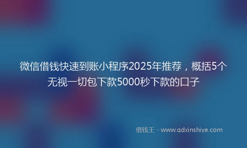 微信借钱快速到账小程序2025年推荐，概括5个无视一切包下款5000秒下款的口子