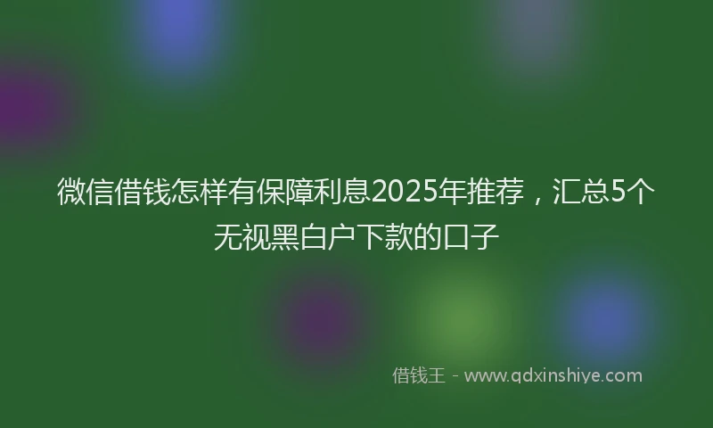 微信借钱怎样有保障利息2025年推荐，汇总5个无视黑白户下款的口子