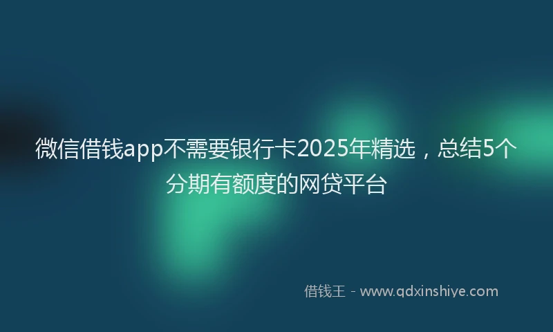 微信借钱app不需要银行卡2025年精选，总结5个分期有额度的网贷平台