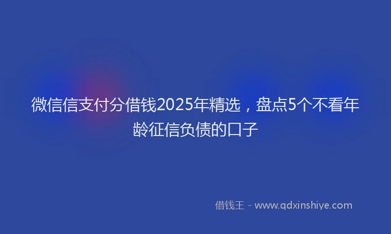 微信信支付分借钱2025年精选，盘点5个不看年龄征信负债的口子