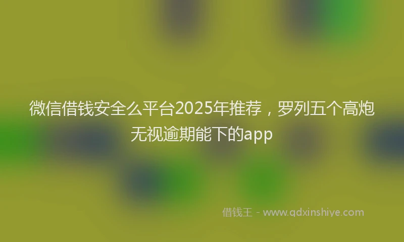 微信借钱安全么平台2025年推荐，罗列五个高炮无视逾期能下的app