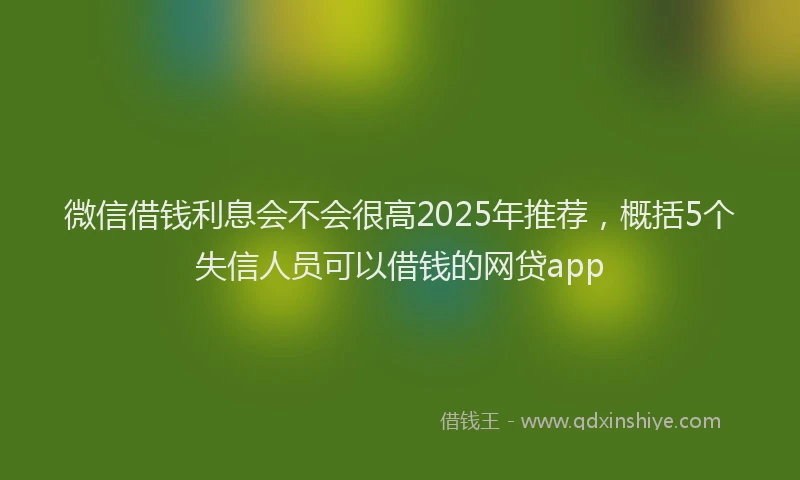 微信借钱利息会不会很高2025年推荐，概括5个失信人员可以借钱的网贷app