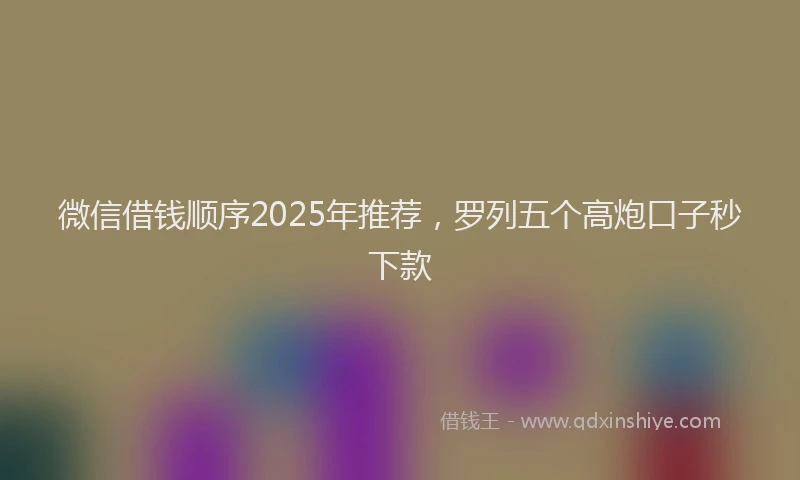 微信借钱顺序2025年推荐，罗列五个高炮口子秒下款
