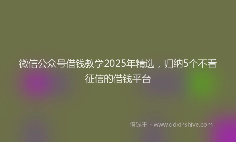 微信公众号借钱教学2025年精选，归纳5个不看征信的借钱平台