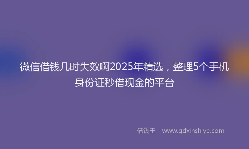 微信借钱几时失效啊2025年精选，整理5个手机身份证秒借现金的平台