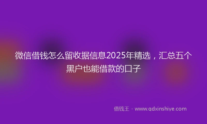 微信借钱怎么留收据信息2025年精选，汇总五个黑户也能借款的口子