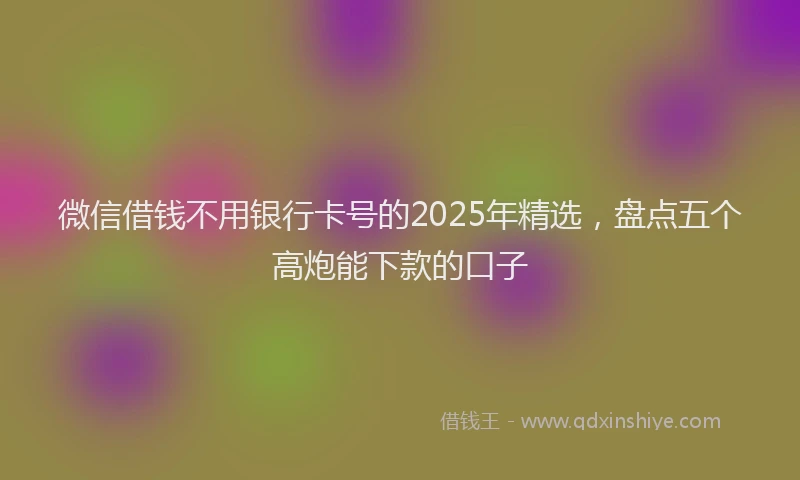 微信借钱不用银行卡号的2025年精选，盘点五个高炮能下款的口子