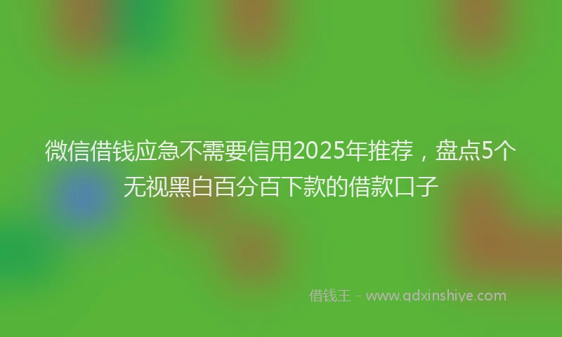 微信借钱应急不需要信用2025年推荐，盘点5个无视黑白百分百下款的借款口子
