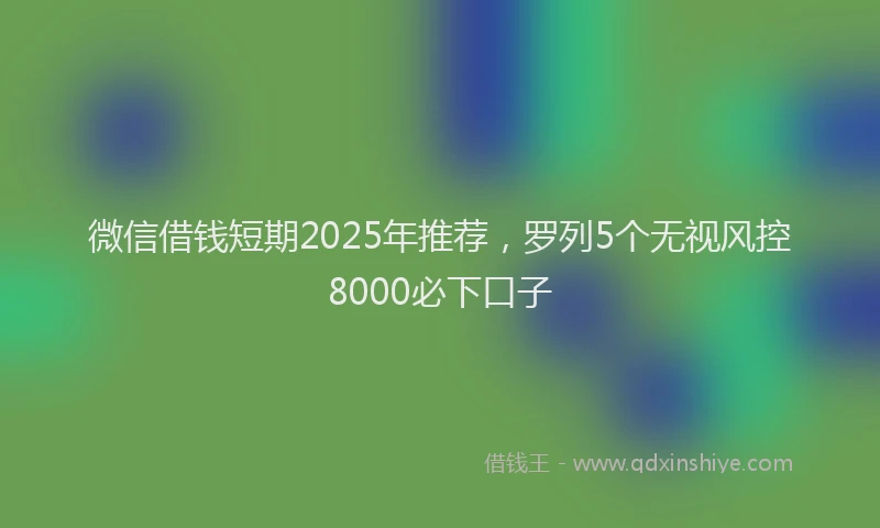 微信借钱短期2025年推荐，罗列5个无视风控8000必下口子