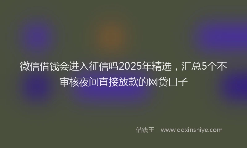 微信借钱会进入征信吗2025年精选，汇总5个不审核夜间直接放款的网贷口子