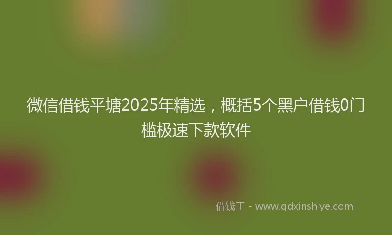 微信借钱平塘2025年精选，概括5个黑户借钱0门槛极速下款软件