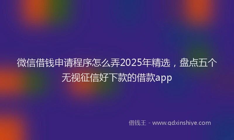 微信借钱申请程序怎么弄2025年精选，盘点五个无视征信好下款的借款app