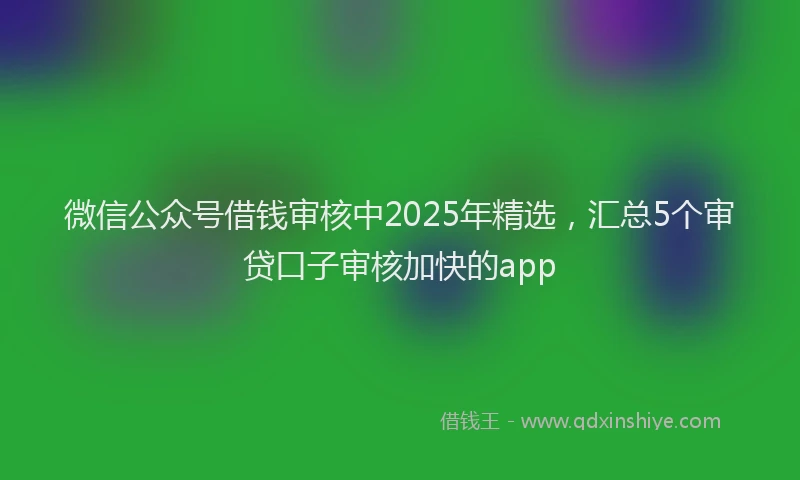 微信公众号借钱审核中2025年精选，汇总5个审贷口子审核加快的app