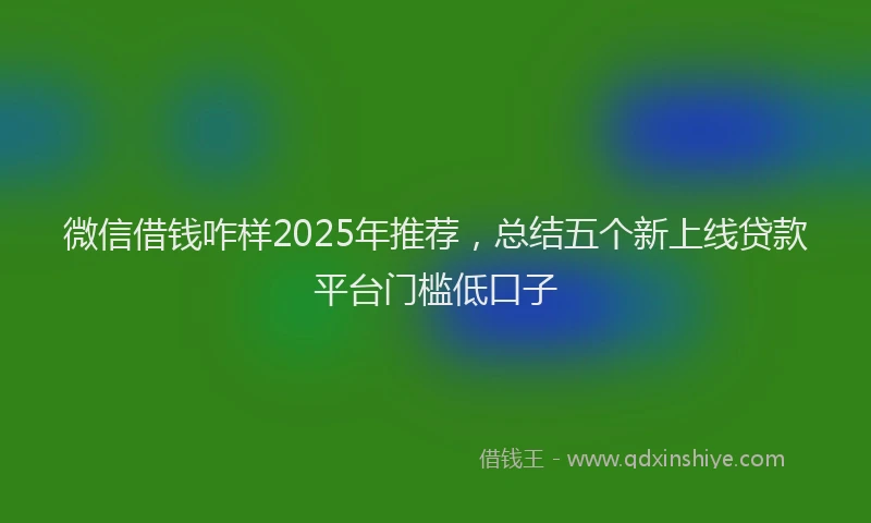 微信借钱咋样2025年推荐，总结五个新上线贷款平台门槛低口子
