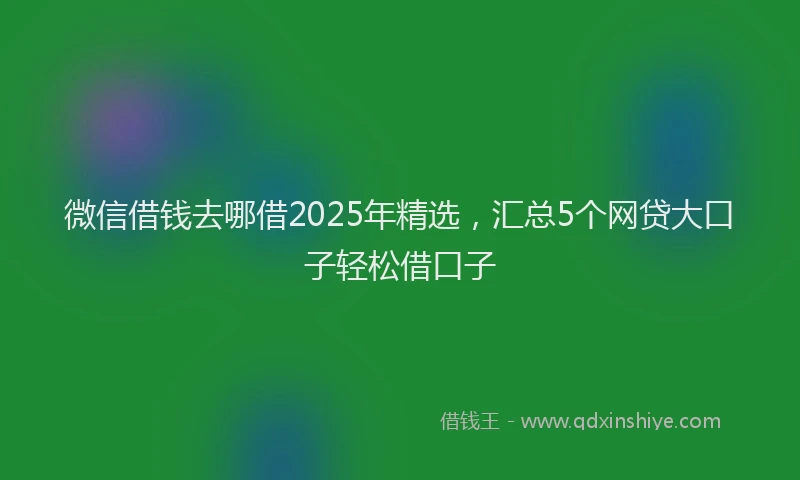 微信借钱去哪借2025年精选，汇总5个网贷大口子轻松借口子
