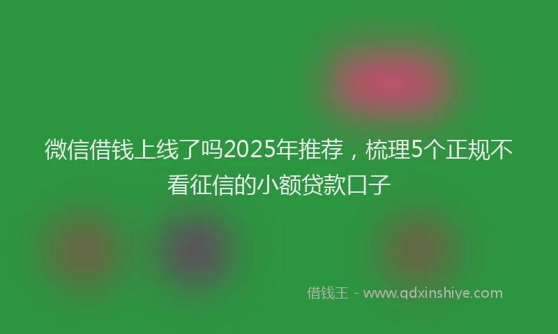 微信借钱上线了吗2025年推荐，梳理5个正规不看征信的小额贷款口子