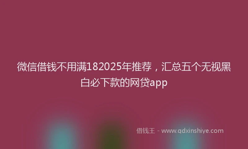 微信借钱不用满182025年推荐，汇总五个无视黑白必下款的网贷app