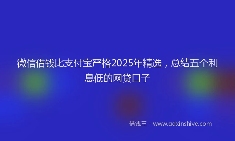 微信借钱比支付宝严格2025年精选，总结五个利息低的网贷口子