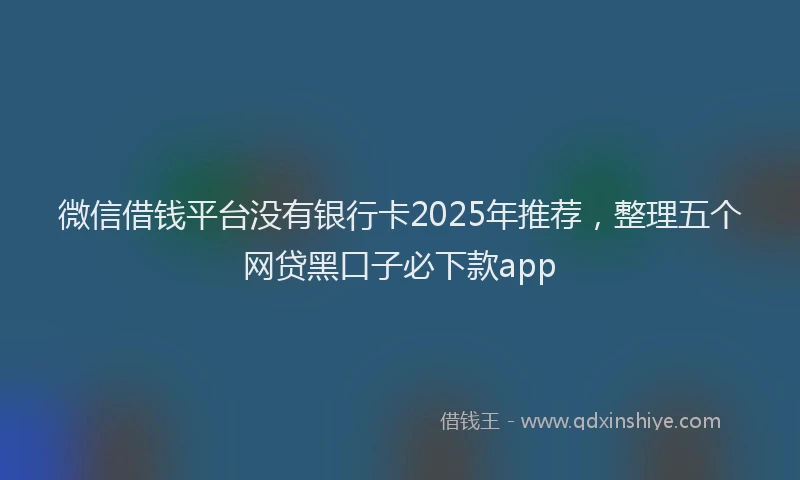 微信借钱平台没有银行卡2025年推荐，整理五个网贷黑口子必下款app