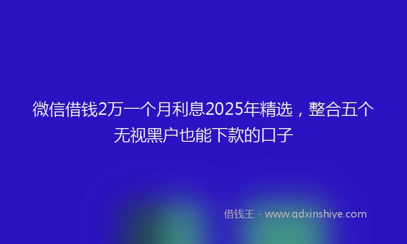 微信借钱2万一个月利息2025年精选，整合五个无视黑户也能下款的口子
