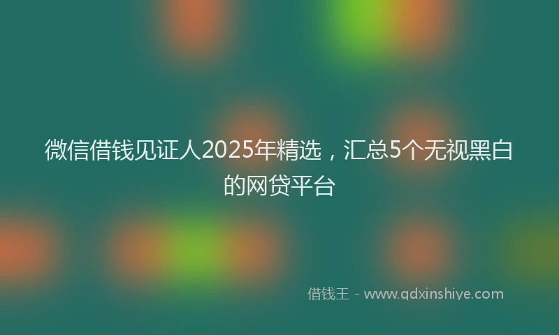 微信借钱见证人2025年精选，汇总5个无视黑白的网贷平台
