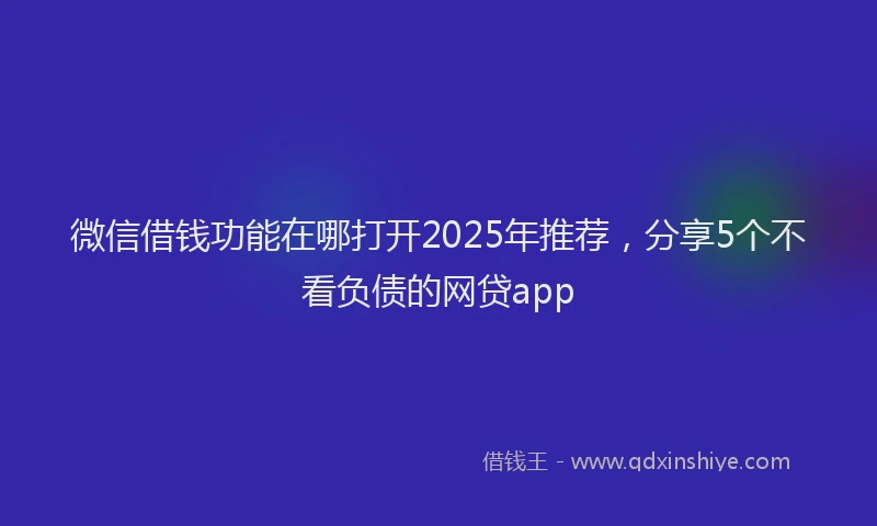 微信借钱功能在哪打开2025年推荐，分享5个不看负债的网贷app