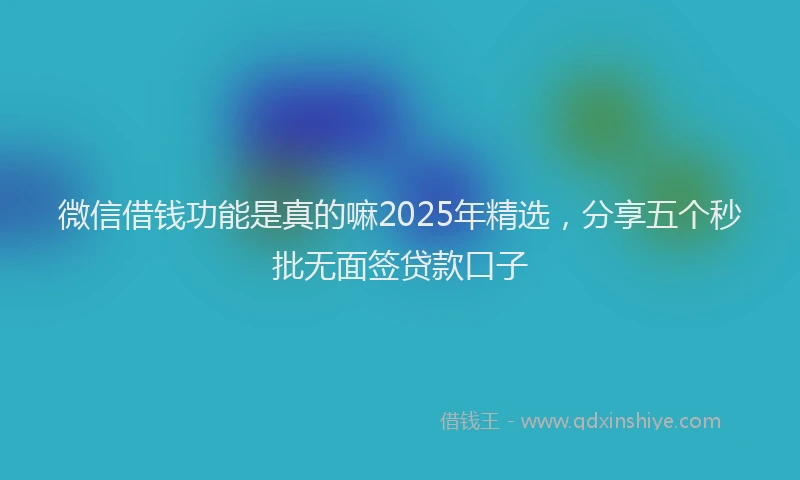 微信借钱功能是真的嘛2025年精选，分享五个秒批无面签贷款口子