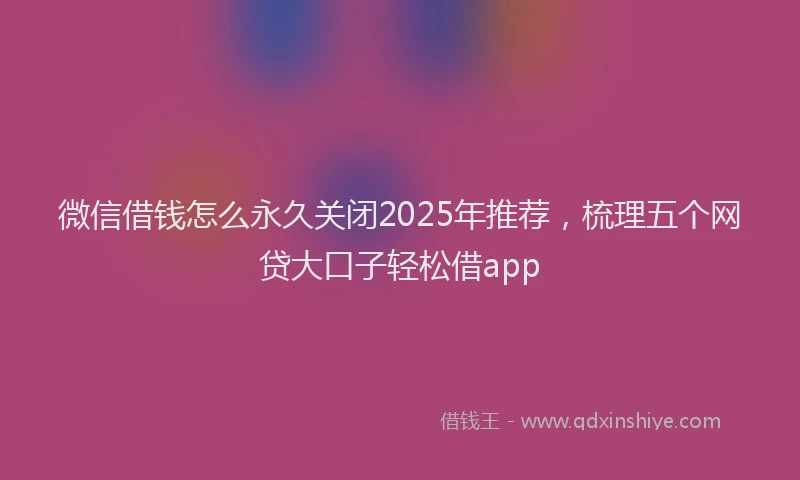 微信借钱怎么永久关闭2025年推荐，梳理五个网贷大口子轻松借app