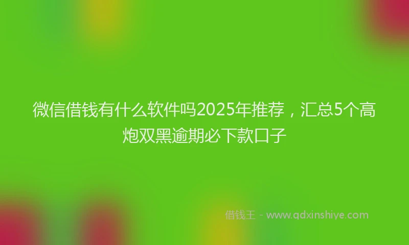 微信借钱有什么软件吗2025年推荐，汇总5个高炮双黑逾期必下款口子