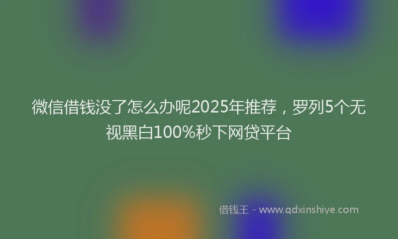 微信借钱没了怎么办呢2025年推荐，罗列5个无视黑白100%秒下网贷平台
