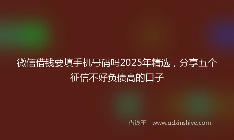 微信借钱要填手机号码吗2025年精选，分享五个征信不好负债高的口子