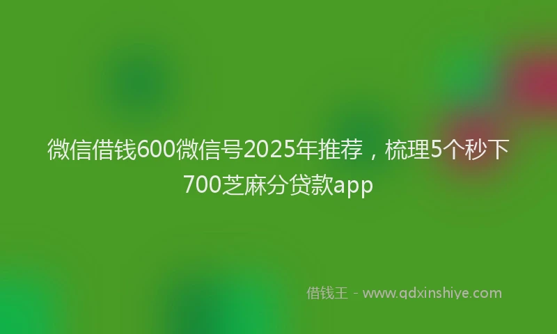 微信借钱600微信号2025年推荐，梳理5个秒下700芝麻分贷款app