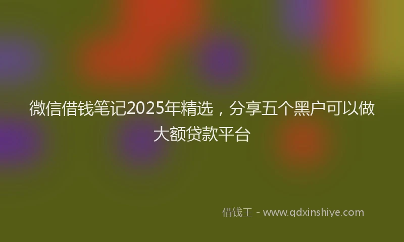 微信借钱笔记2025年精选，分享五个黑户可以做大额贷款平台